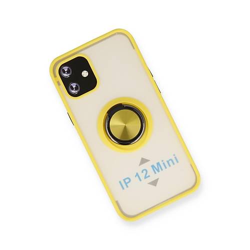 iPhone 12 Mini K�l�f Montreal Y�z�kl� Silikon Kapak - Sar�