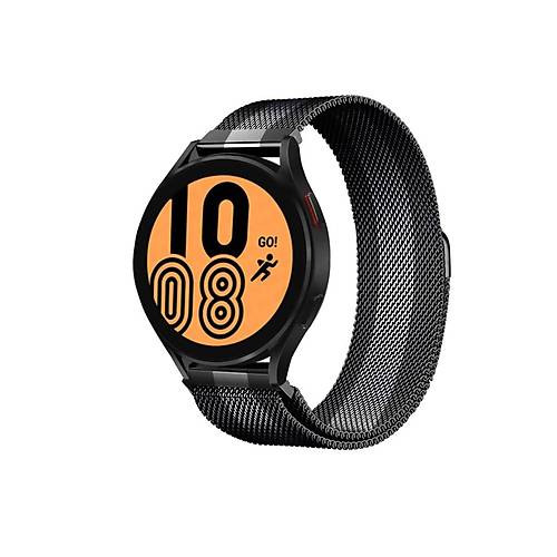 Galaxy Watch 4 Metal M�knat�sl� Kordon - Siyah-Beyaz