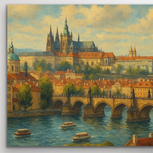 Prag �ehir Manzaras� Kanvas Tablo 60x120cm