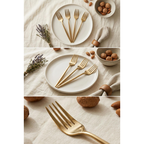 6'l� L�ks Gold Paslanmaz �elik Tatl� �atal� Seti (16 cm)