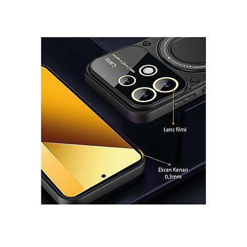 Redmi Note 13 4G K�l�f Joy Lens Standl� Kapak - K�rm�z�