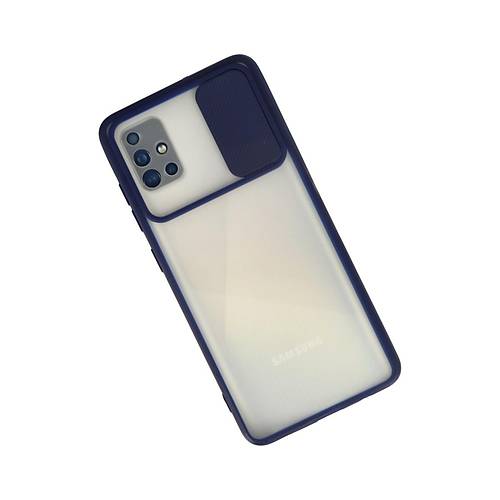 Galaxy A71 K�l�f Palm Buzlu Kamera S�rg�l� Silikon - Lacivert