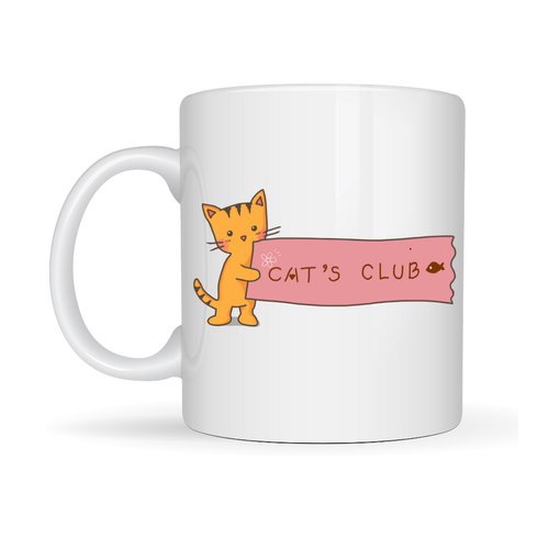 Cat�s Club Kedi Desenli Porselen Kupa MODEL 68 � Sevimli Turuncu Kedi Fig�rl�, Kahve & �ay Kupas�, Kedi Severlere �zel Hediye