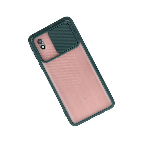 Galaxy A01 Core K�l�f Palm Buzlu Kamera S�rg�l� Silikon - Ye�il