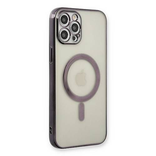 iPhone 12 Pro K�l�f Magneticsafe Lazer Silikon - Siyah