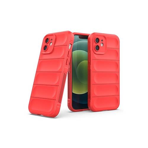 iPhone 12 K�l�f Optimum Silikon - K�rm�z�