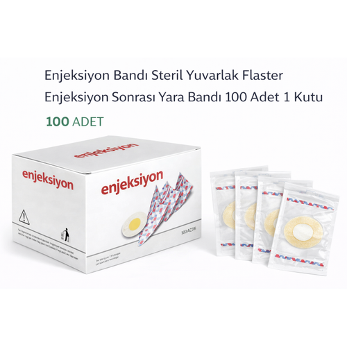 Enjeksiyon Band� Steril Yuvarlak Flaster Enjeksiyon Sonras� Yara Band� 100 Adet 1 Kutu