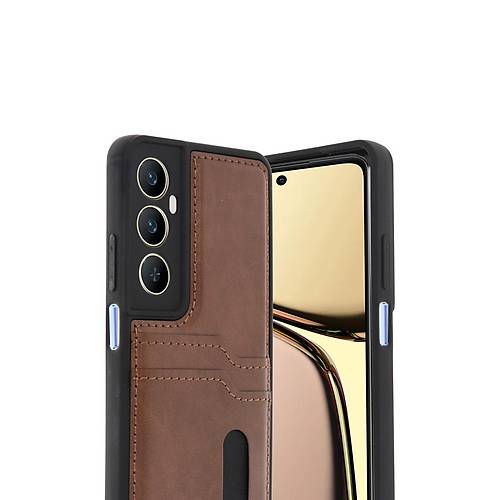 Realme C65 Sara Kartvizitli Deri K�l�f - Taba