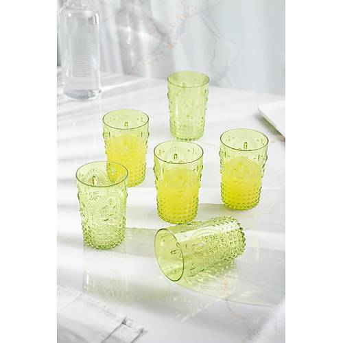 Akrilik Ye�il Tekli K�sa Bardak & Su Me�rubat Kahve Yan� Barda�� 400 ml ( Cam De�ildir )