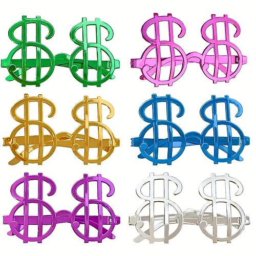 Dolar �ekilli Metalize Parti G�zl��� 6 Adet