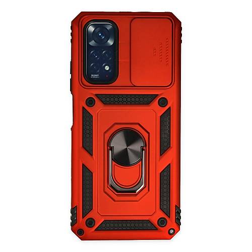 Redmi Note 11 K�l�f Pars Lens Y�z�kl� Silikon - K�rm�z�