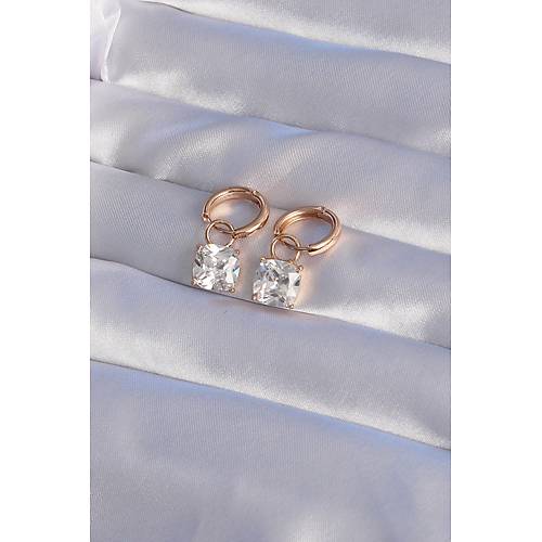 XUP�NG Rose Renk Zirkon Ta�l� Halka K�pe