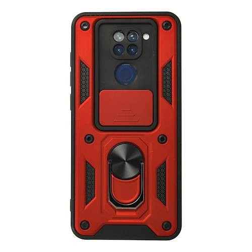 Redmi Note 9 K�l�f Pars Lens Y�z�kl� Silikon - K�rm�z�