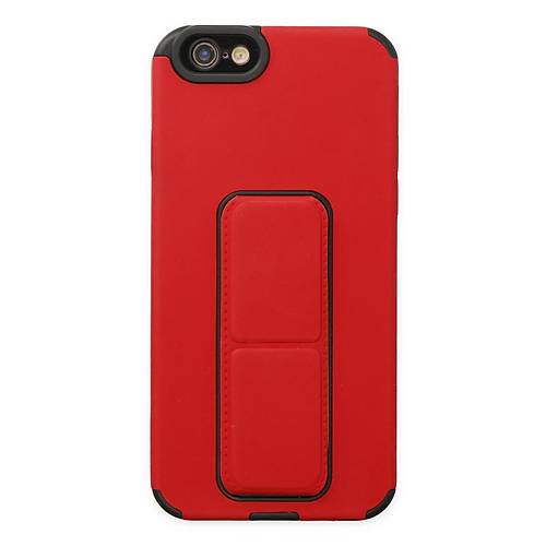iPhone 6 K�l�f Mega Standl� Silikon - K�rm�z�