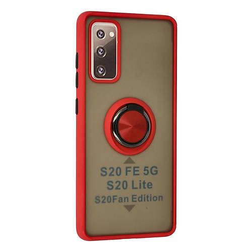 Galaxy S20 FE K�l�f Montreal Y�z�kl� Silikon Kapak - K�rm�z�