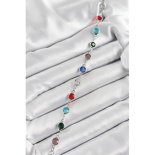 Pirin� G�m�� Renk Kar���k Renk Zirkon Ta�l� Kad�n Bileklik