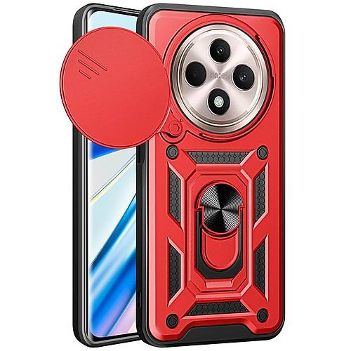 Redmi 14C K�l�f Pars Lens Y�z�kl� Silikon - K�rm�z�