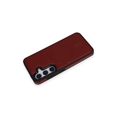 Galaxy S24 K�l�f Ozzi Magsafe Deri Kapak - K�rm�z�