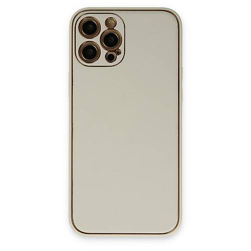 iPhone 12 Pro K�l�f Coco Deri Silikon Kapak - Beyaz