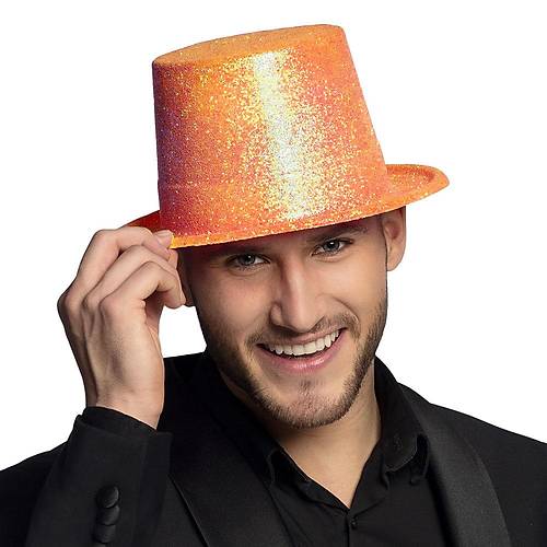 Floresan Turuncu Renk Simli Uzun F�tr Melon �apka 12 cm