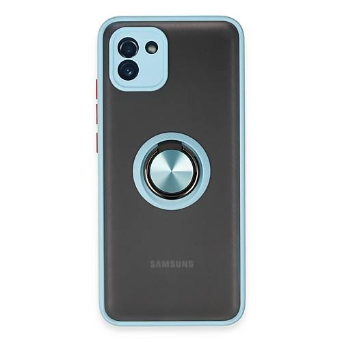 Galaxy A03 K�l�f Montreal Y�z�kl� Silikon Kapak - Buz Mavi