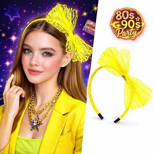 80�ler 90�lar Neon Sar� Dantel Ta� Fiyonklu
