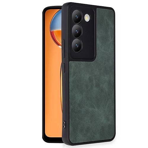 V30 Lite 4G K�l�f Aras Deri Kapak - Koyu Ye�il