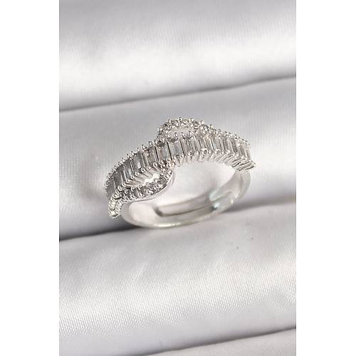 Pirin� G�m�� Renk Su Yolu Zirkon Ta�l� Ayarlanabilir Model Kad�n Y�z�k