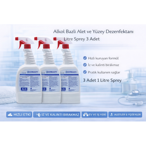 Alkol Bazl� Alet ve Y�zey Dezenfektan� 1 Litre Sprey 3 Adet