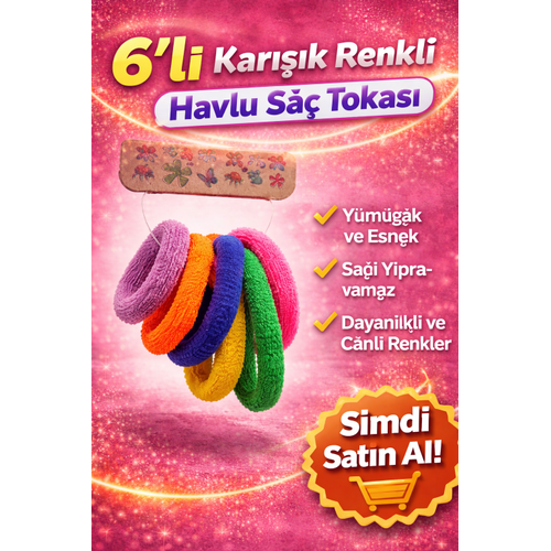 6�l� Kar���k Renkli Havlu Sa� Tokas� Yumu�ak Elastik Dayan�kl� Lastik Toka Seti