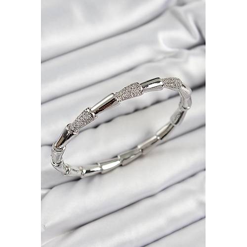 Pirin� Zirkon Ta�l� Kemik Model G�m�� Renk Vip Kad�n Bileklik