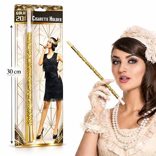 30 cm Alt�n Gold Payetli Sigara Tutaca�� � 1920�ler Gatsby Parti Aksesuar�