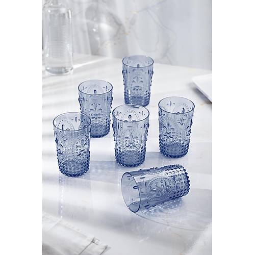 Akrilik Lacivert Tekli K�sa Bardak & Su Me�rubat Kahve Yan� Barda�� 400 ml ( Cam De�ildir )