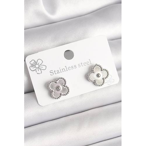 Pirin� G�m�� Renk ��lemeli Yonca Model Kad�n K�pe