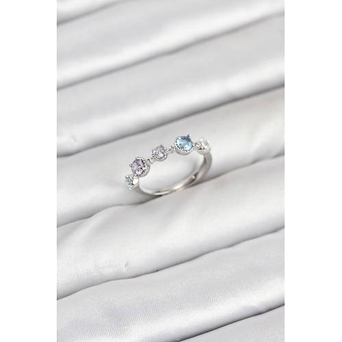 Pirin� G�m�� Renk Renkli Zirkon Ta�l� Kad�n Y�z�k