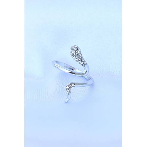 Pirin� G�m�� Renk Ayarlanabilir Zirkon Ta�l� Y�lan Y�z�k