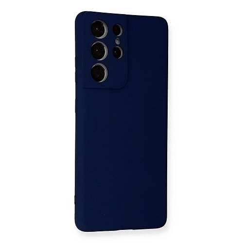 Galaxy S21 Ultra K�l�f Nano i�i Kadife Silikon - Lacivert