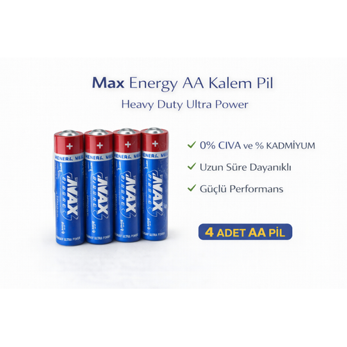 Max Energy AA Kalem Pil 1.5V R6 Heavy Duty Ultra Power 4l� 1 Paket