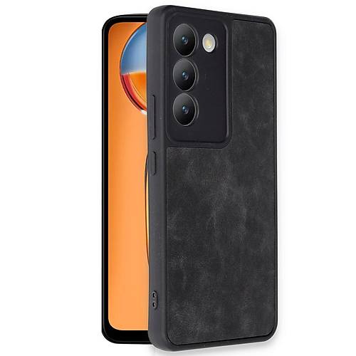 V30 Lite 4G K�l�f Aras Deri Kapak - Siyah