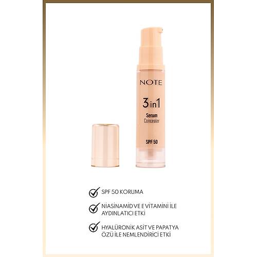 Cosmetics 3 In 1 Serum Concealer SPF 50 Nemlendirici Ve Ayd�nlat�c� G�z Alt� Kapat�c�s� - 10 Medium