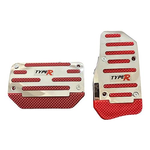 Universal Otomatik Metal Pedal Seti 2 Par�a Krom K�rm�z�