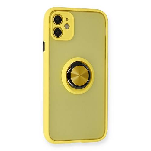 iPhone 11 K�l�f Montreal Y�z�kl� Silikon Kapak - Sar�