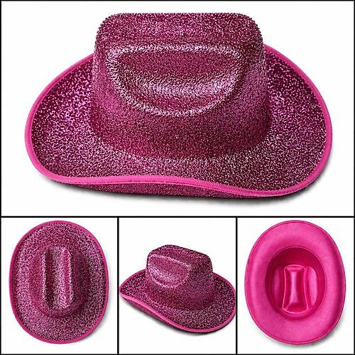 Parlak Pembe Kovboy �apka Kad�n Erkek Parti Disco Festival �apkas�