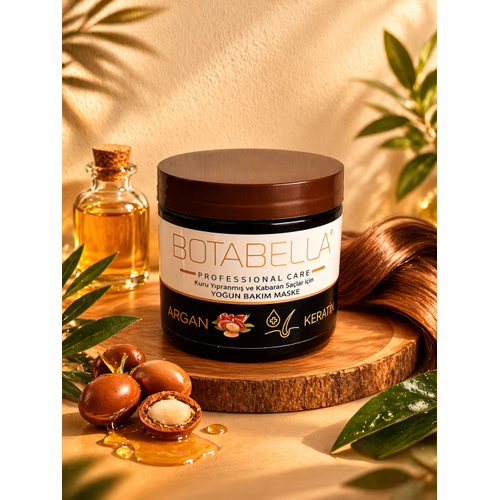 Botabella Argan ve Keratin ��eren Yo�un Sa� Bak�m Maskesi Kuru ve Y�pranm�� Sa�lar ��in Profesyonel Bak�m