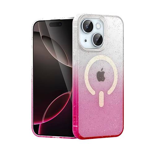 iPhone 14 Pummel Shiny Magsafe Kapak - Pembe