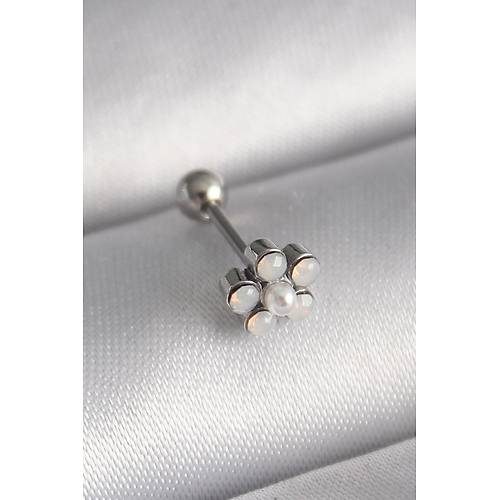316L �elik G�m�� Renk Zirkon Ta�l� �i�ek Model Tragus Piercing