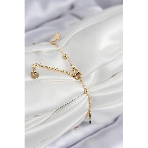 316L �elik S�ral� Y�ld�z Model Gold Renk Kad�n Bileklik