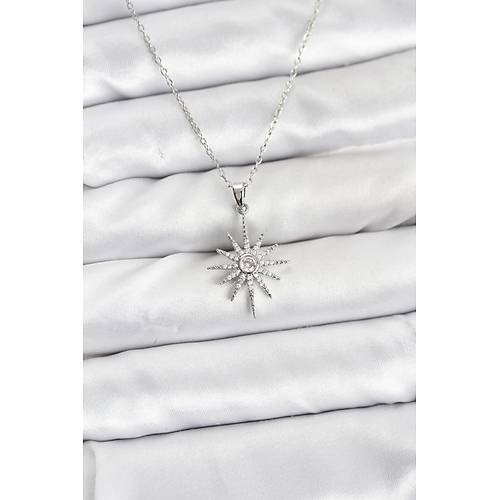 316L �elik Zincir G�m�� Renk Kutup Y�ld�z� Model Zirkon Ta�l� Kad�n Kolye