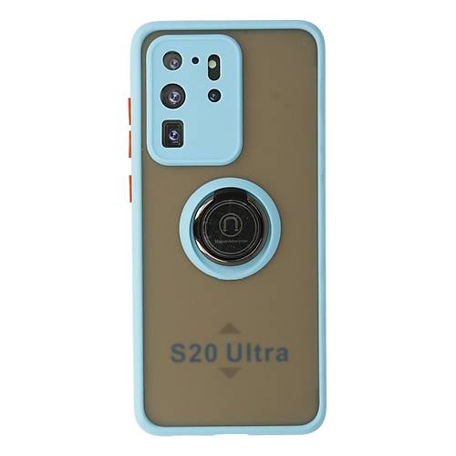 Galaxy S20 Ultra K�l�f Montreal Y�z�kl� Silikon Kapak - Buz Mavi