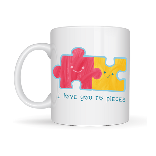 I Love You To Pieces Bask�l� Porselen Kupa Model 14 - Sevgiliye Arkada�a �zel Tasar�m Kahve Kupas� - Hediye Kupas�